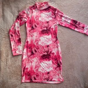 Tight fitting dragon print party dress